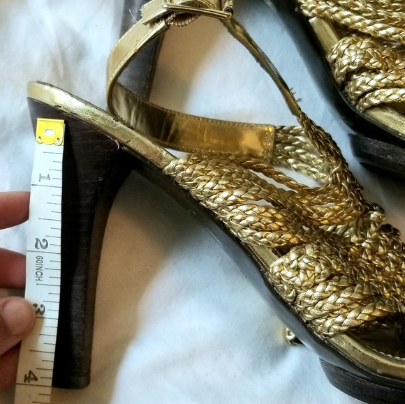 Ralph Lauren gold platform heels - Picture 4 of 5